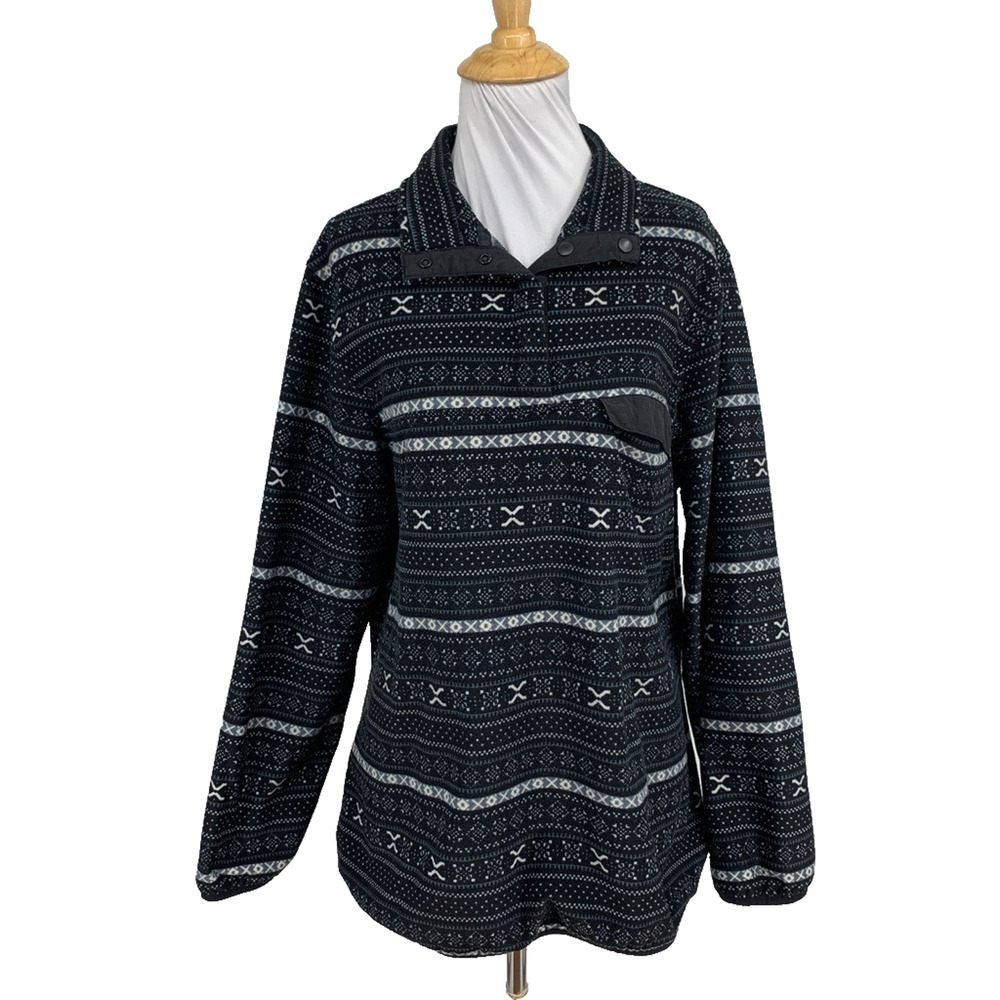 Jachs Sweatshirt Women XL Extra Large Cabin T Snap Fleece Lined Fair Isle Top